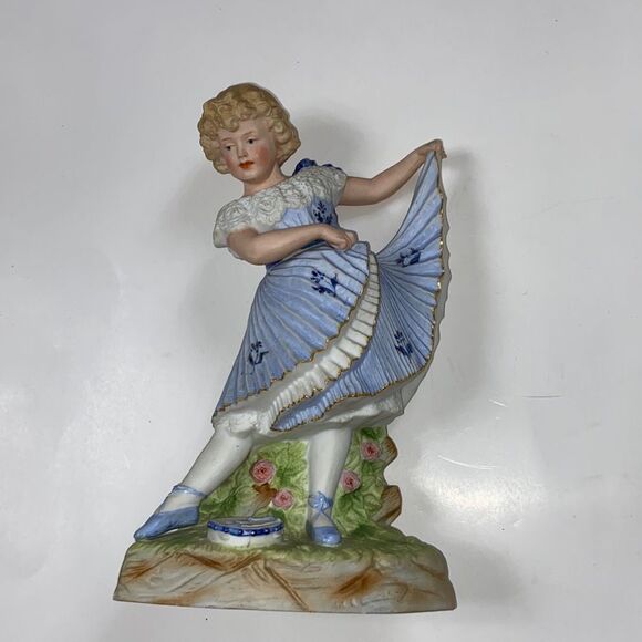 Antique Gebruder Heubach Large Bisque Dance Girl Figure Porcelain Colectivo - Picture 1 of 16